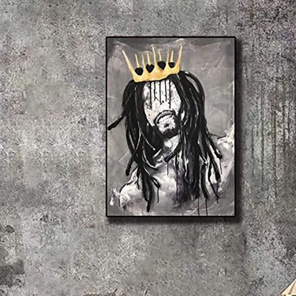 African American Black King Painting Framed Wall Art Decor